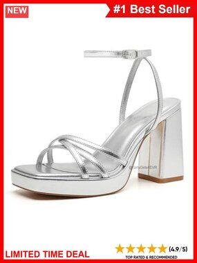 Platform Heels Square Toe Ankle Strap 3 inch Block Heel Prom Dress Shoes